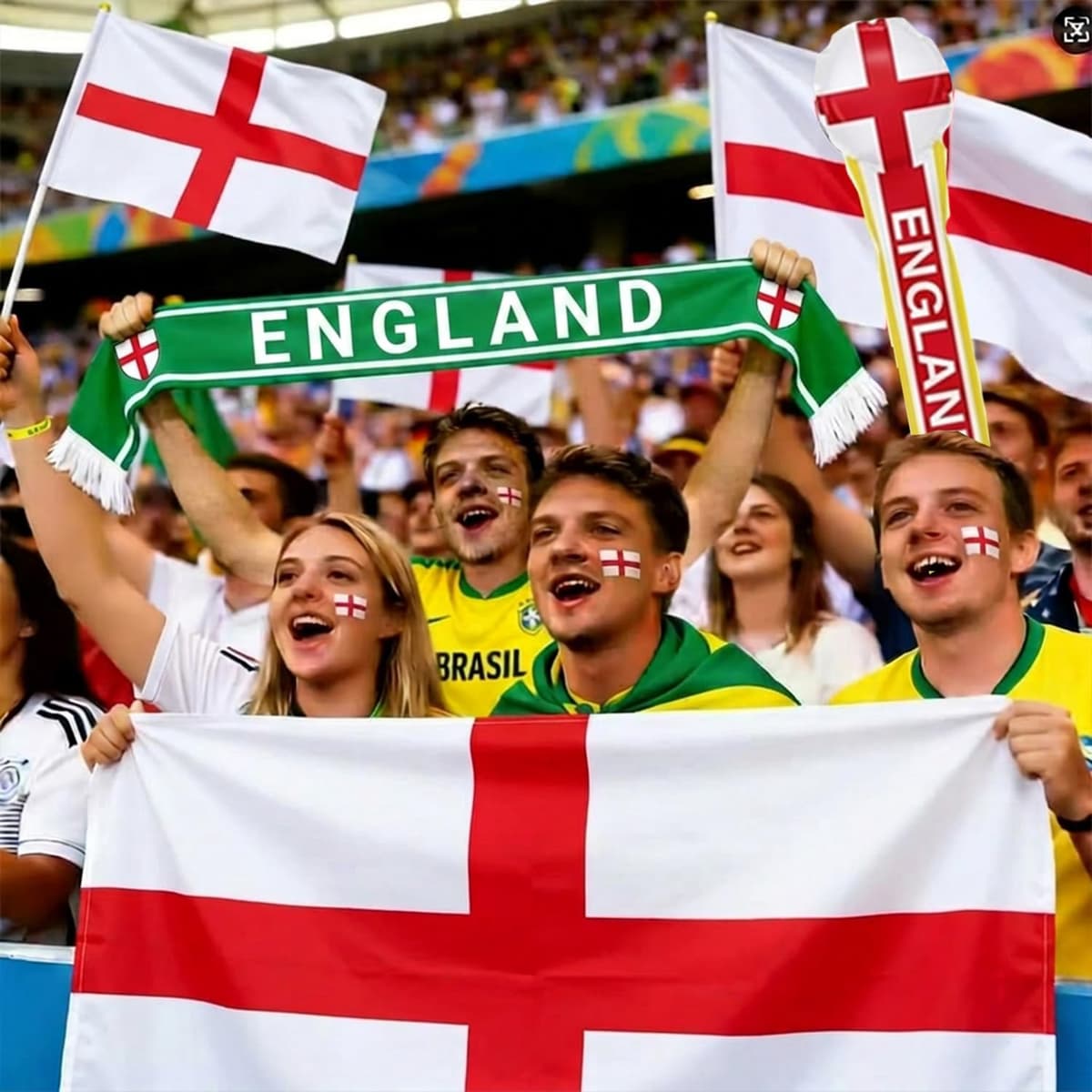 World Cup 2026 England Fan Pack, 11PCS Football Fan Equipment Set with England Flag, Glasses, Clappers, Wristbands & Face Sticker, 2026 World Cup Soccer Match Cheer Kit for Sports Event — view 5