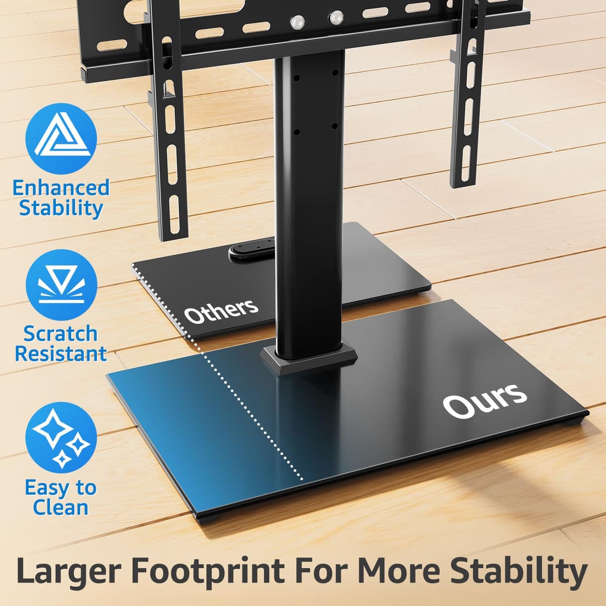 MONTUP Universal TV Stand for 24–60 Inch TV, Height Adjustable Table Top TV Stand Up to 40KG, Pedestal with Bracket Max VESA 400x400mm, EU1335 — view 4