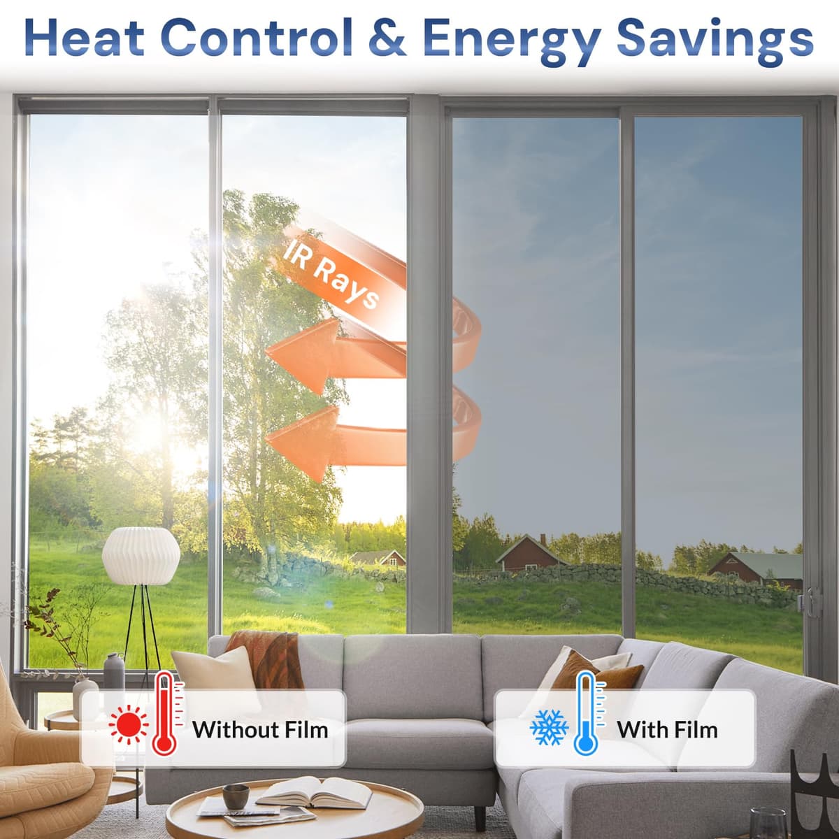 rabbitgoo Vinilos Espejo para Ventanas 44.5x200cm, Vinilo Espejo Unidireccional, Lámina Protector Solar Privacidad, Vinilo Ventana Deorativos Adhesiva Anti 85% Calor y 90% UV para Hogar Oficina — view 4