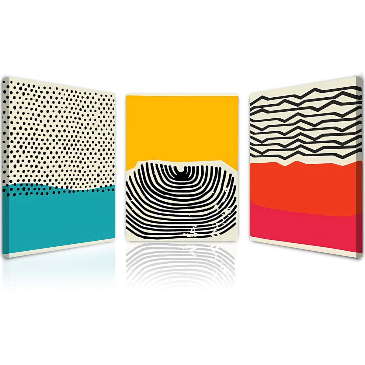 Qiukoo Set of 3 Modern Canvas Wall Art Framed Abstract Prints Waterproof Fabric with Hooks Wall Decoration Artwork Prints for Living Room Bedroom Pictures 12x16 Inch — view 18