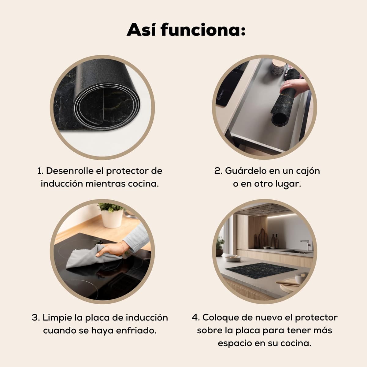 KitchenYeah© Cubre Vitrocerámica - Protector Vitroceramica Induccion 59x52 cm - Tapa Vitroceramica - Protector de Vitroceramica Mármol - Negro - Oro - Gris - Textura de mármol — view 6
