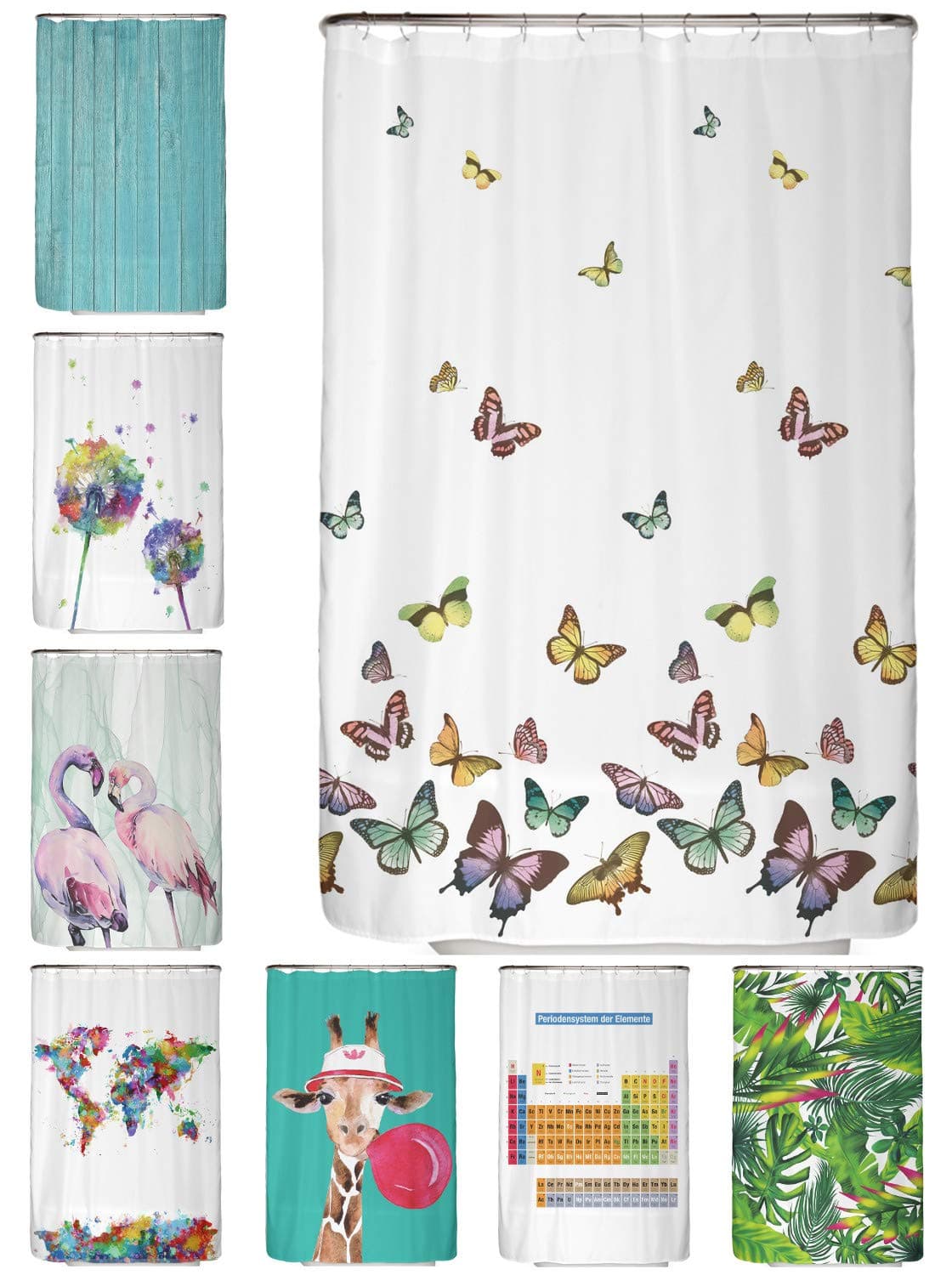 arteneur® - Cortina de Ducha 180x200 - Cortina de Baño Antimoho de Tela, Impermeable, Lavable y Opaco con Dobladillo Ponderado y Anillas (Tabla Periódica Española) — view 91