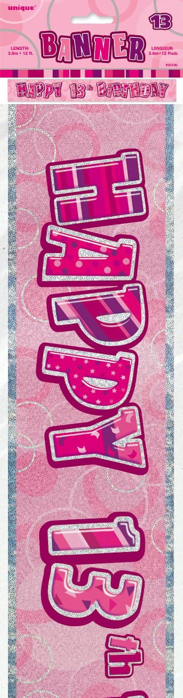 Unique Party 92068 - 9ft Foil Glitz Pink Happy 80th Birthday Banner — view 209