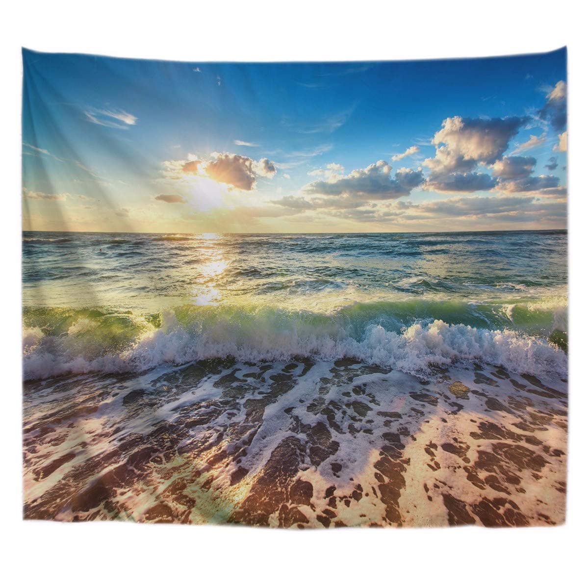 A.Monamour Mermaid And The Sailing Pirate Ship Art Print Fabric Wall Hanging Tapestry Wall Decors Window Curtains For Living Room Bedroom 180X200Cm/71"X80" — view 35