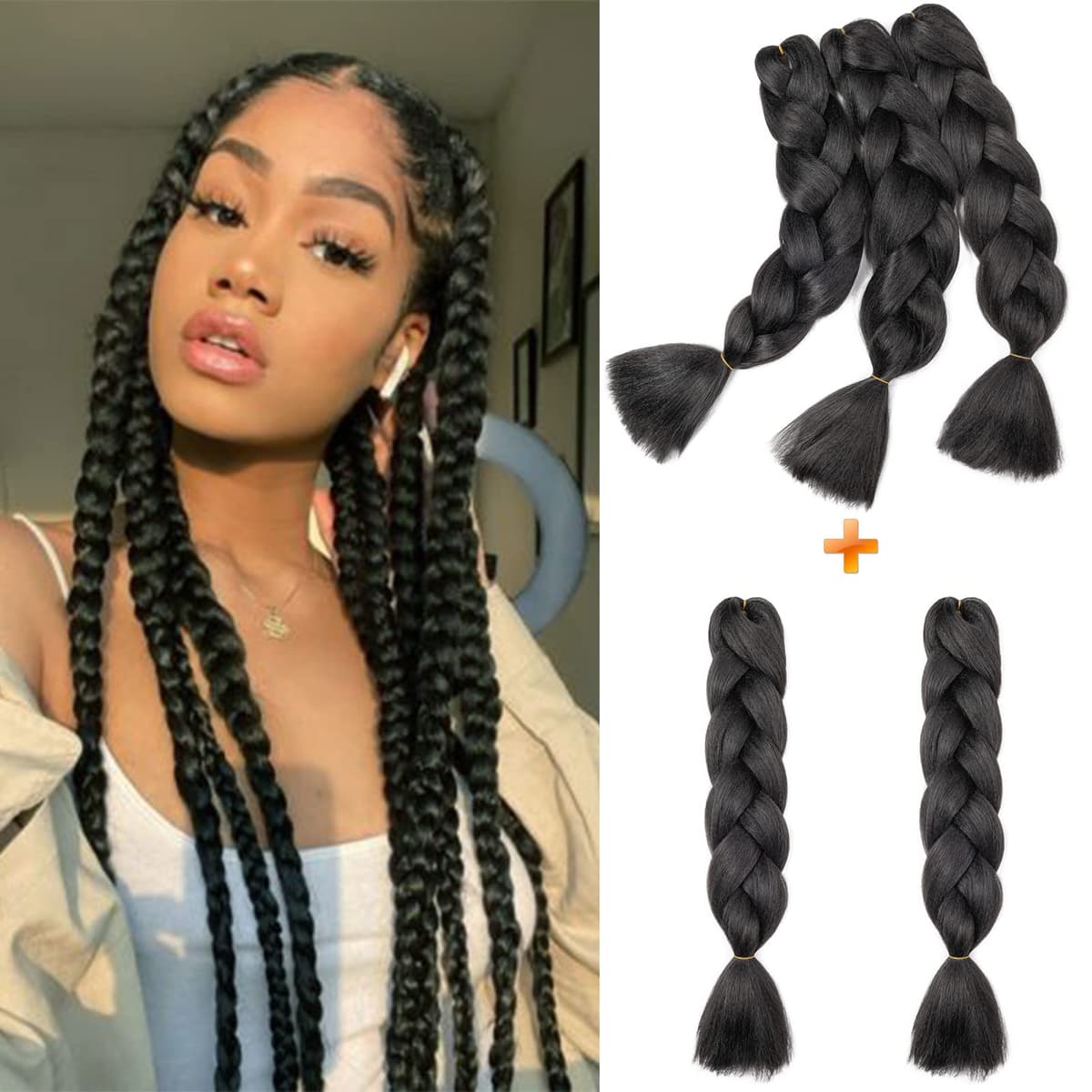60cm Extensiones de Pelo Trenzas Africanas Castaño Oscuro Extensiones para Trenzas Africanas 1 pcs 100g Kanekalon Pelo para Trenzas Africanas Sintetico Extensiones de Trenzado Cabello Braiding — view 26
