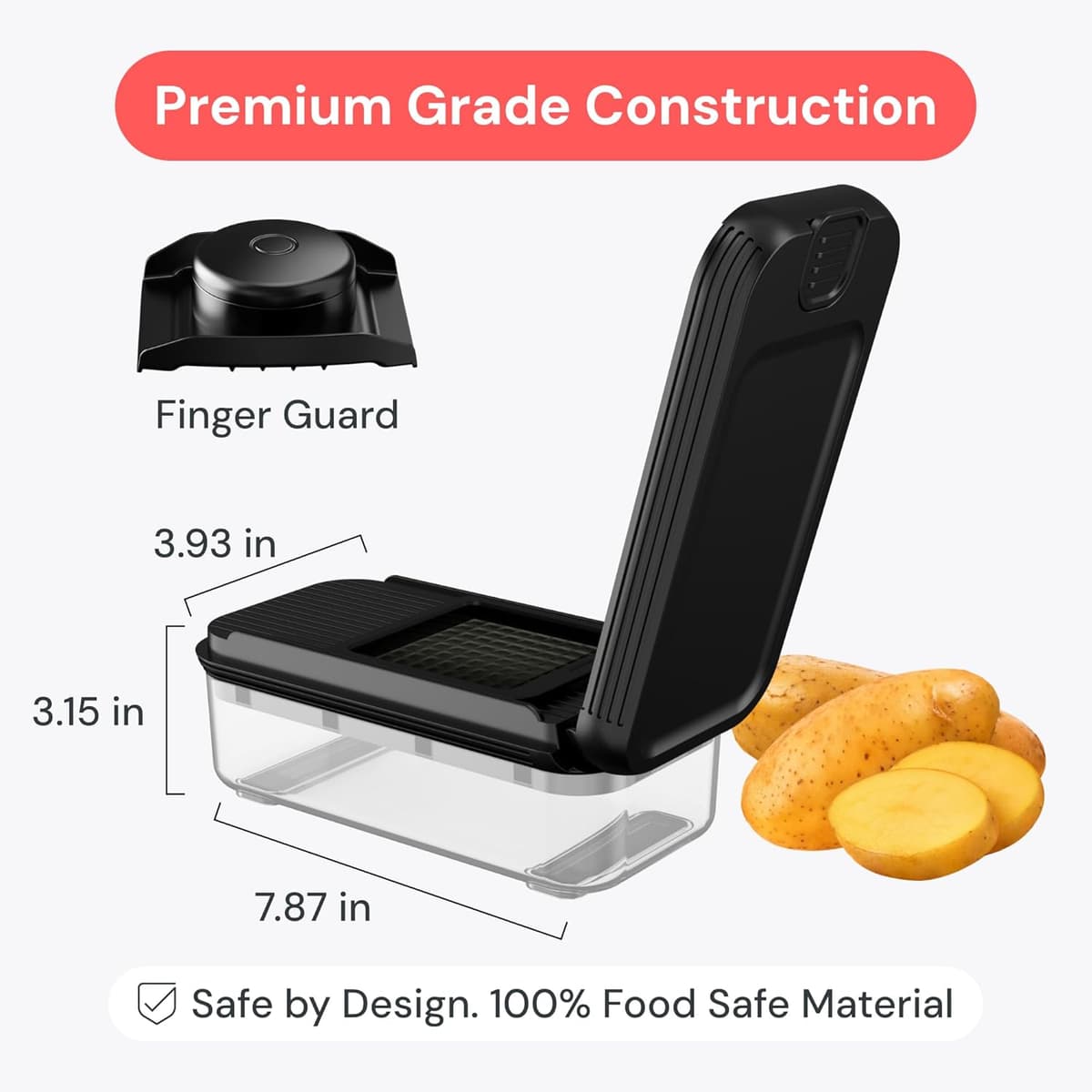 Fullstar Daily Vegetable Chopper and Mandoline Slicer - Kitchen Gadgets - Food Chopper with Container, Veggie Chopper, Fruit Cutter, Onion Dicer, Potato and Tomato Slicer for Salads (2-in-1, Black) Matte Black 2-in-1 — view 3