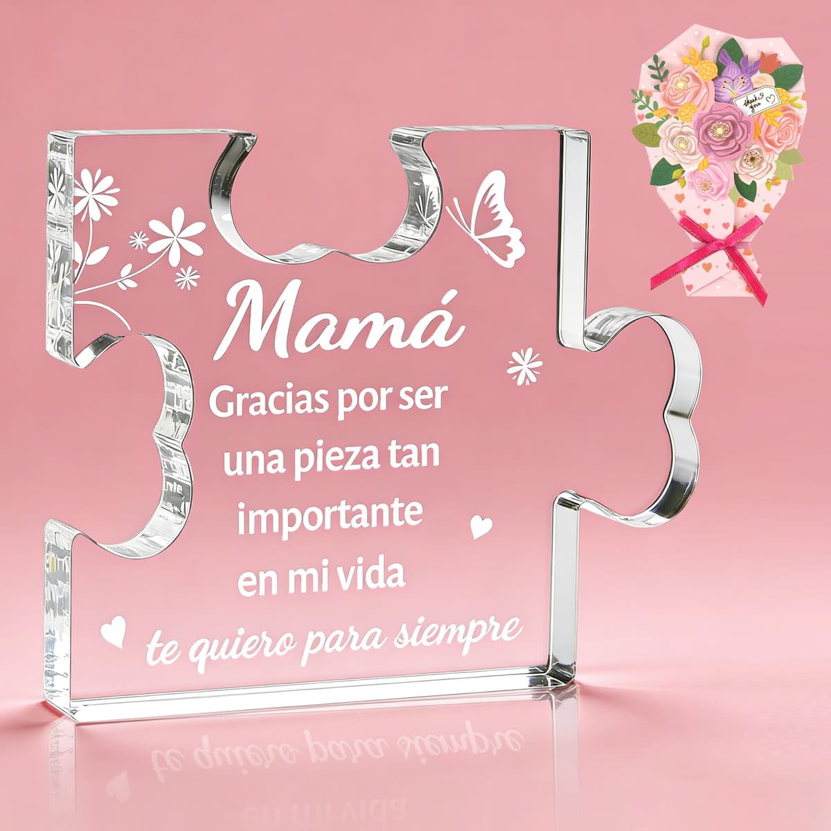 Regalos Dia de la Madre, Placa Acrílica en Forma de Puzzle, Regalo Madre Cumpleaños, Navidad, Regalos Originales para Mama, Regalo para la Madre de Hija e Hijo
