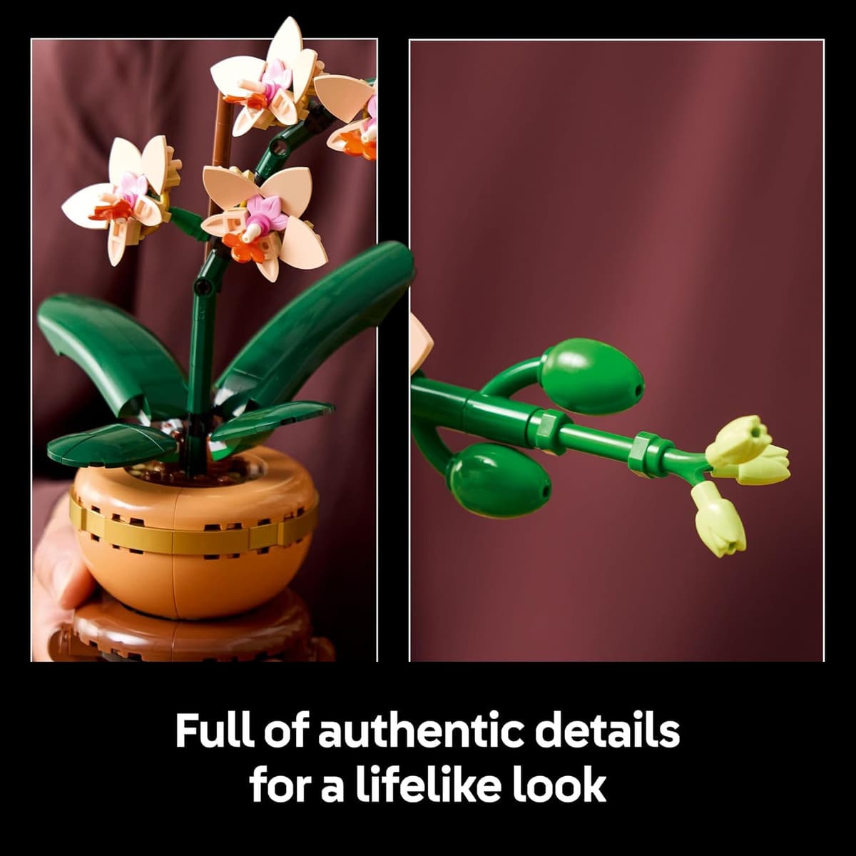 LEGO Botanicals Mini Orchid - Artificial Flowers Set for Adults - Indoor Plant with Terracotta Style Flowerpot - DIY Home Decor Gift Idea - 10343 — view 3