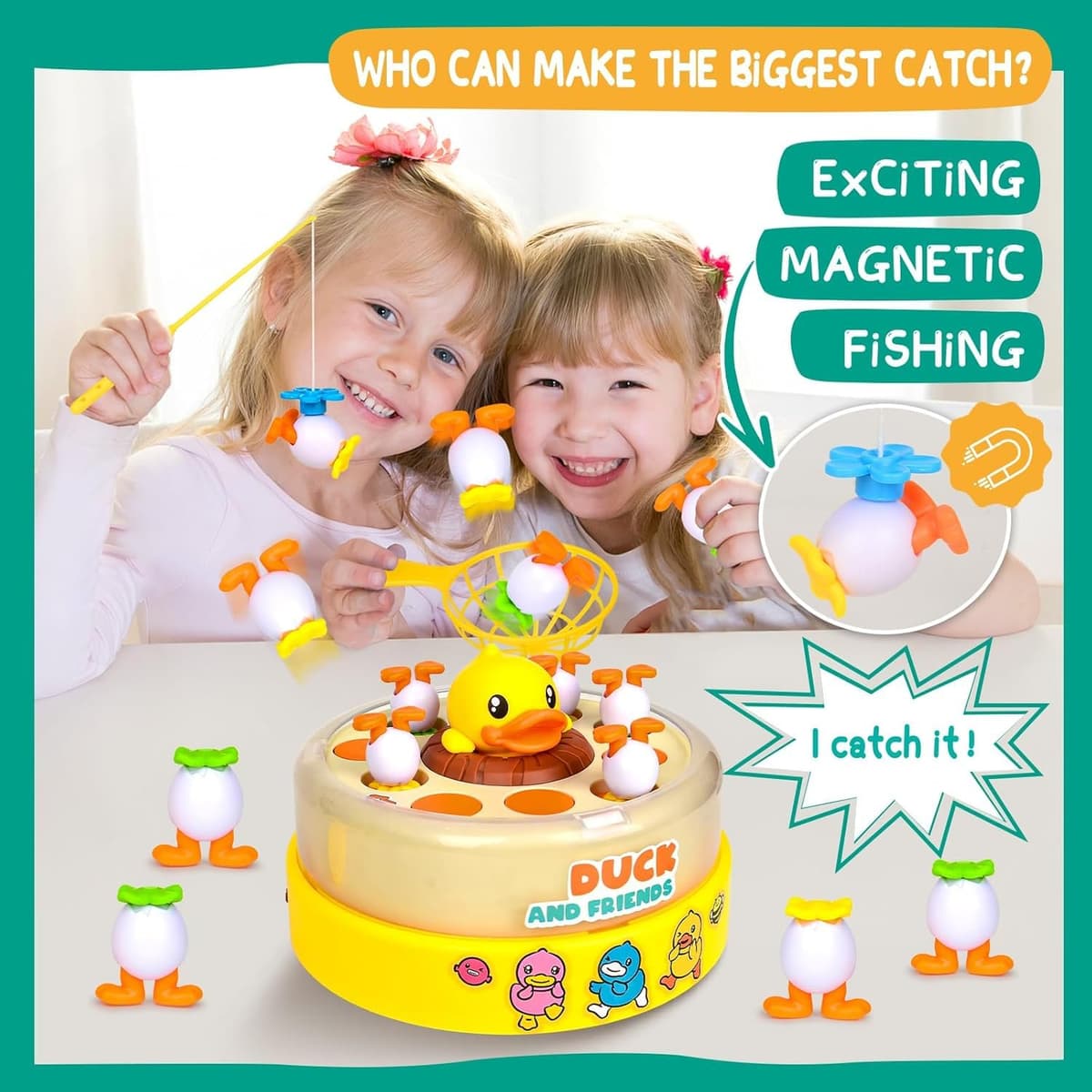 Duck Dash Jumping Duck Game, DuckDash Jumping DucksGame,Bounce Catch DuckPop Up BoardGames,Rotate Bounce Fishing Game Interactive Kids Toy for Ages 3-8 Tabletop Family Games,Boys Girls Gifts(Ducks) — view 4