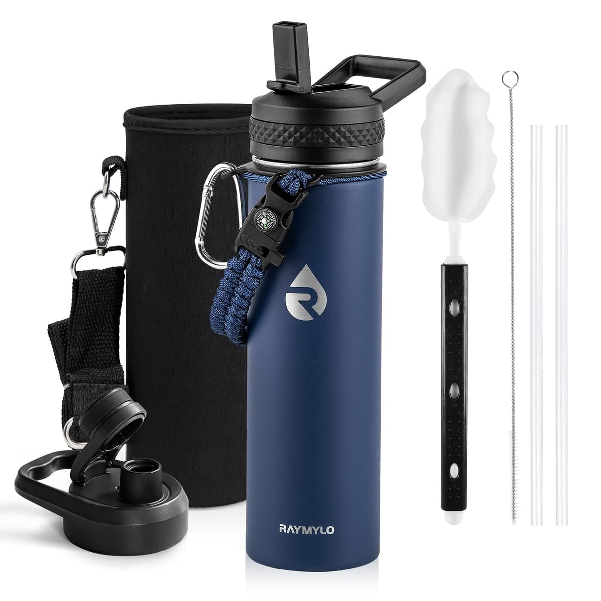 RAYMYLO One Gallon Water Bottle Insulated, Triple Walled Vacuum Stainless Steel (Cold for 48 Hrs), Leak Proof & Non-BPA, Large Water Flask Jug with Paracord Handle & Straw Spout Lids — view 30