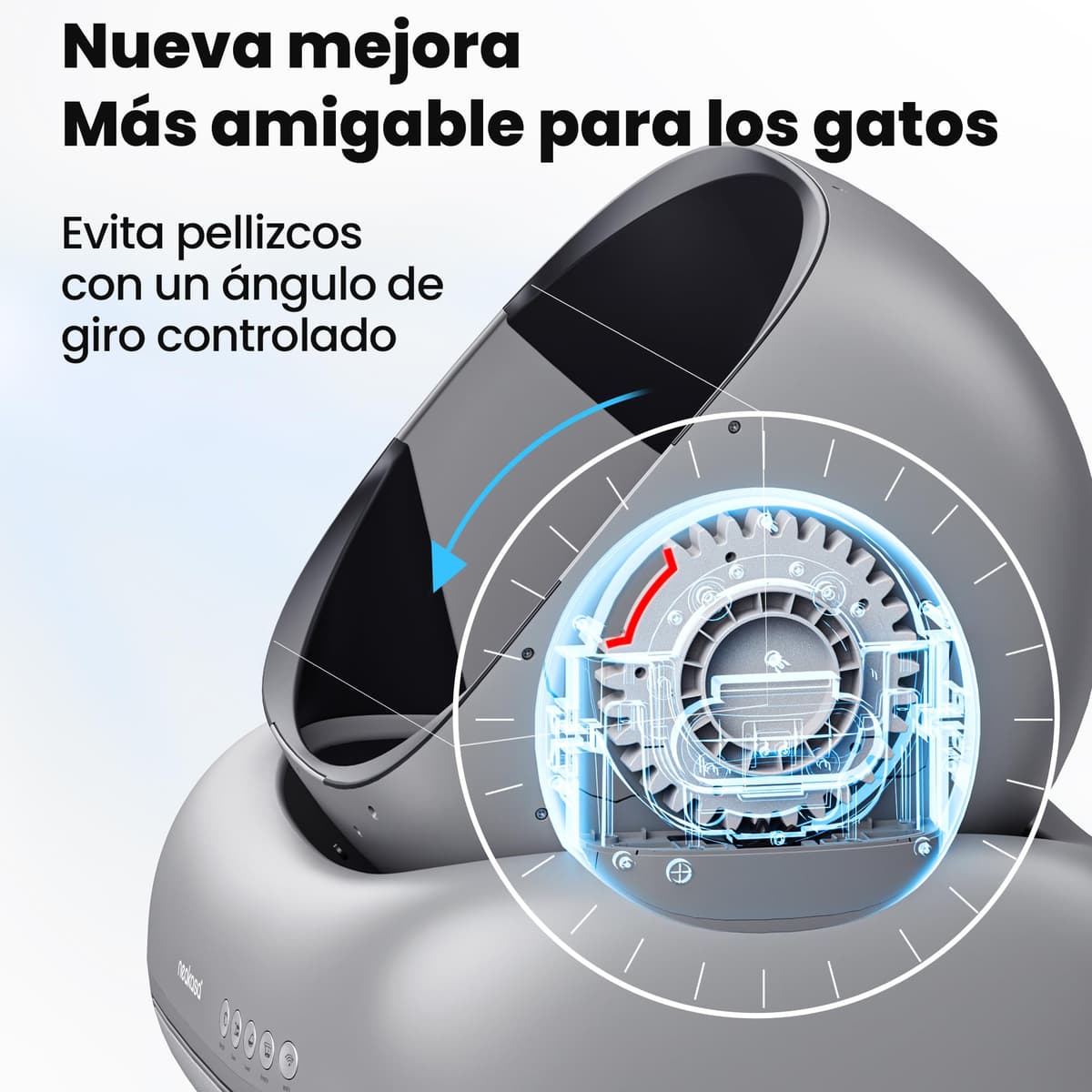 Neakasa M1 Arenero Gatos autolimpiable con diseño Abierto, Capacidad XXL, Control por App, Seguro, Limpieza rápida, sin olores e higiénico, Adecuado para hogares con Varios Gatos, Gris — view 4