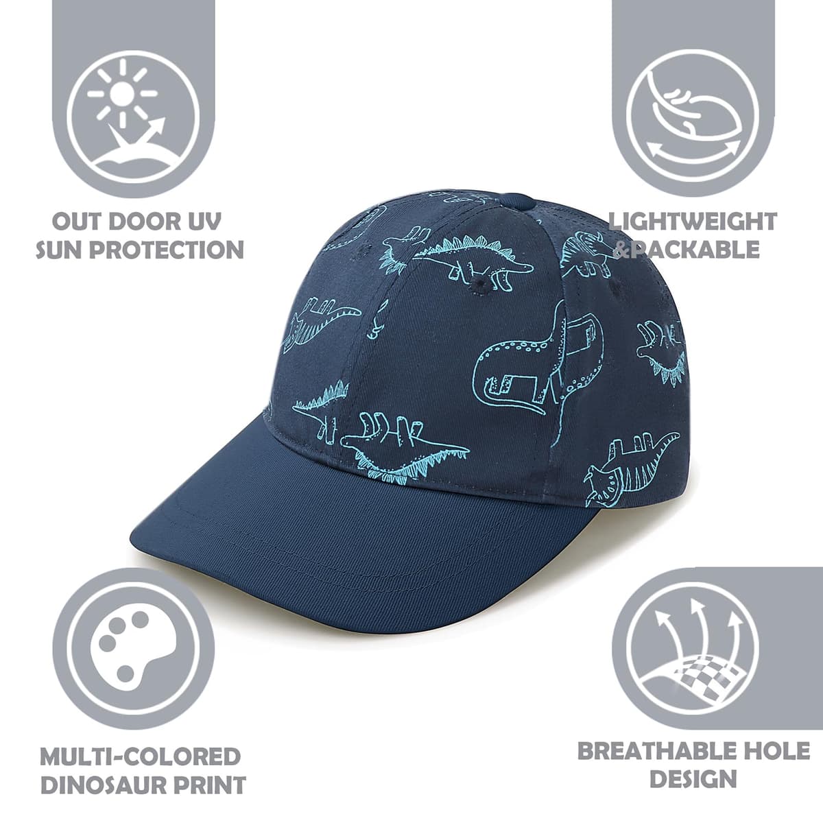 DRESHOW Niño Béisbol Gorra Bebé Sol Sombrero Lindo Dinosaurio Patterned Gorras Unisex Bebé Camionero Sombreros Infantil Niño Kid Sombreros para Niños Niñas — view 2