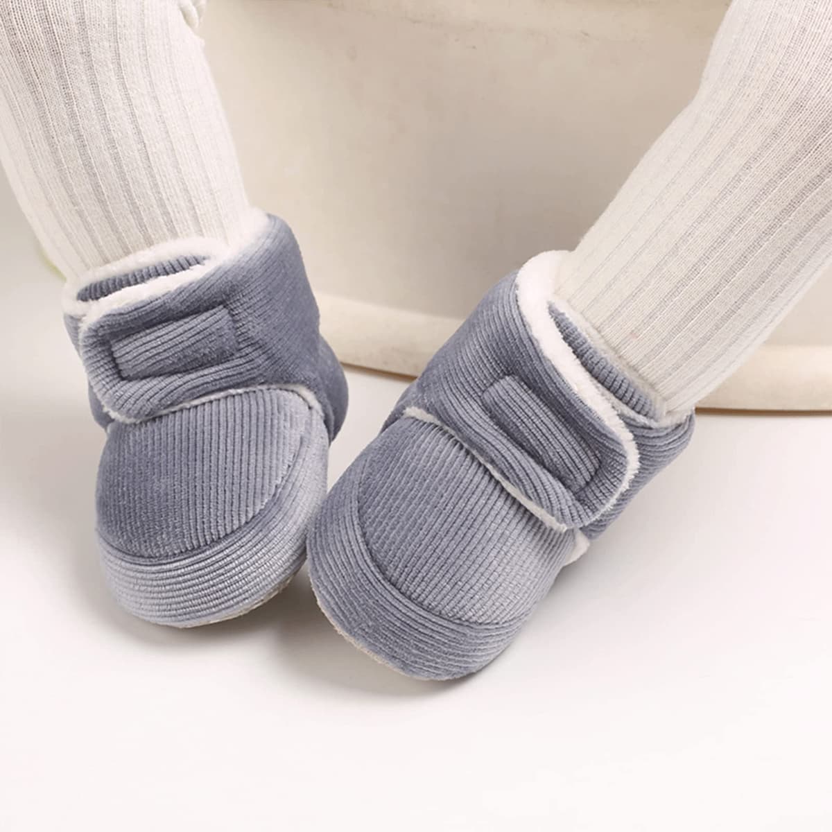 Baby Winter Warm Fleece Bootie, Newborn Non-Slip Soft Sole Winter Shoes Sock Shoes Cute Adjustable Crawling Shoes Prewalker Boots for Girls Boys Toddler 0-18 Months — view 3