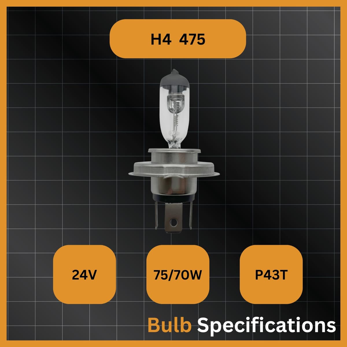 Tek Automotive Truck & Lorry H4 475 Headlight Bulbs 24V 75/70W Twin Pack – P43T Halogen E-Marked Road Legal — view 4