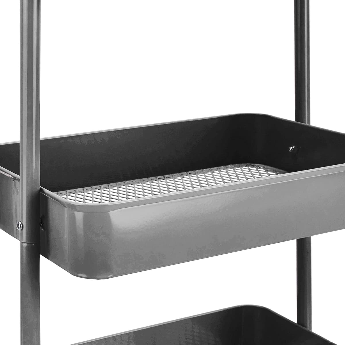 Amazon Basics Carrito de cocina o multiuso de 3 estantes con ruedas, Gris Oscuro — view 5
