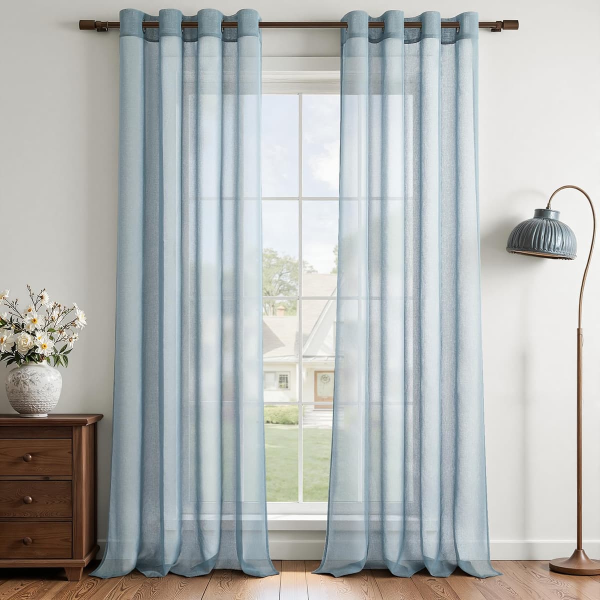 MRTREES Cortina para Ventana Dormitorio Translúcidas Visillos Paneles para Ventanas Sala para Niños Sala Comedor 2 Piezas 140×245cm Blanco — view 11