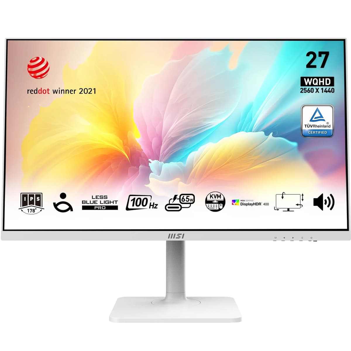 MSI Modern MD271UL 27 Inch Monitor, UHD (3840 x 2160), 75Hz, IPS, 4ms, 2x HDMI, DisplayPort, USB Type-C, Built-in Speakers, Anti-Glare, Anti-Flicker, Less Blue light, TÜV Certified, VESA — view 5