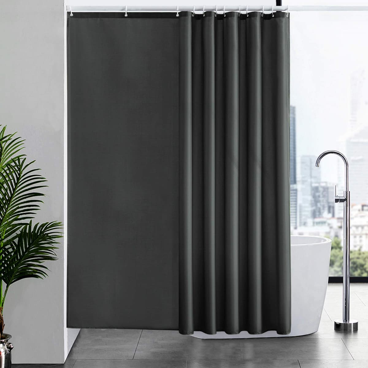 Furlinic Cortina Ducha 200x200cm Antimoho Impermeable Lavable Blanco Tela Poliéster Grandes Cortinas de Baño con 12 Aros de Cortina Ducha. — view 31
