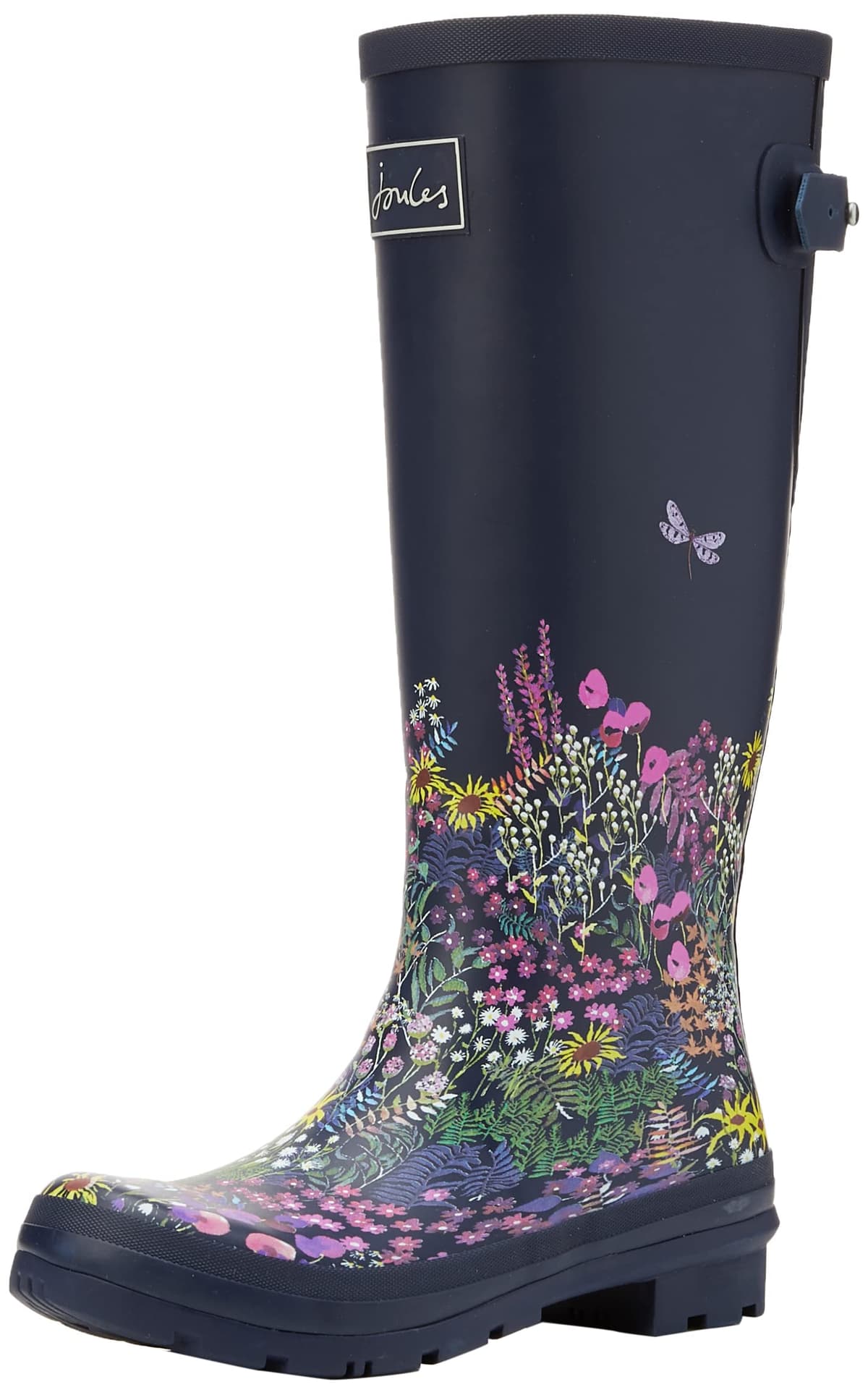 Joules Womens Welly Print With Adjustable Back Gusset - Black Metallic Bees — view 18
