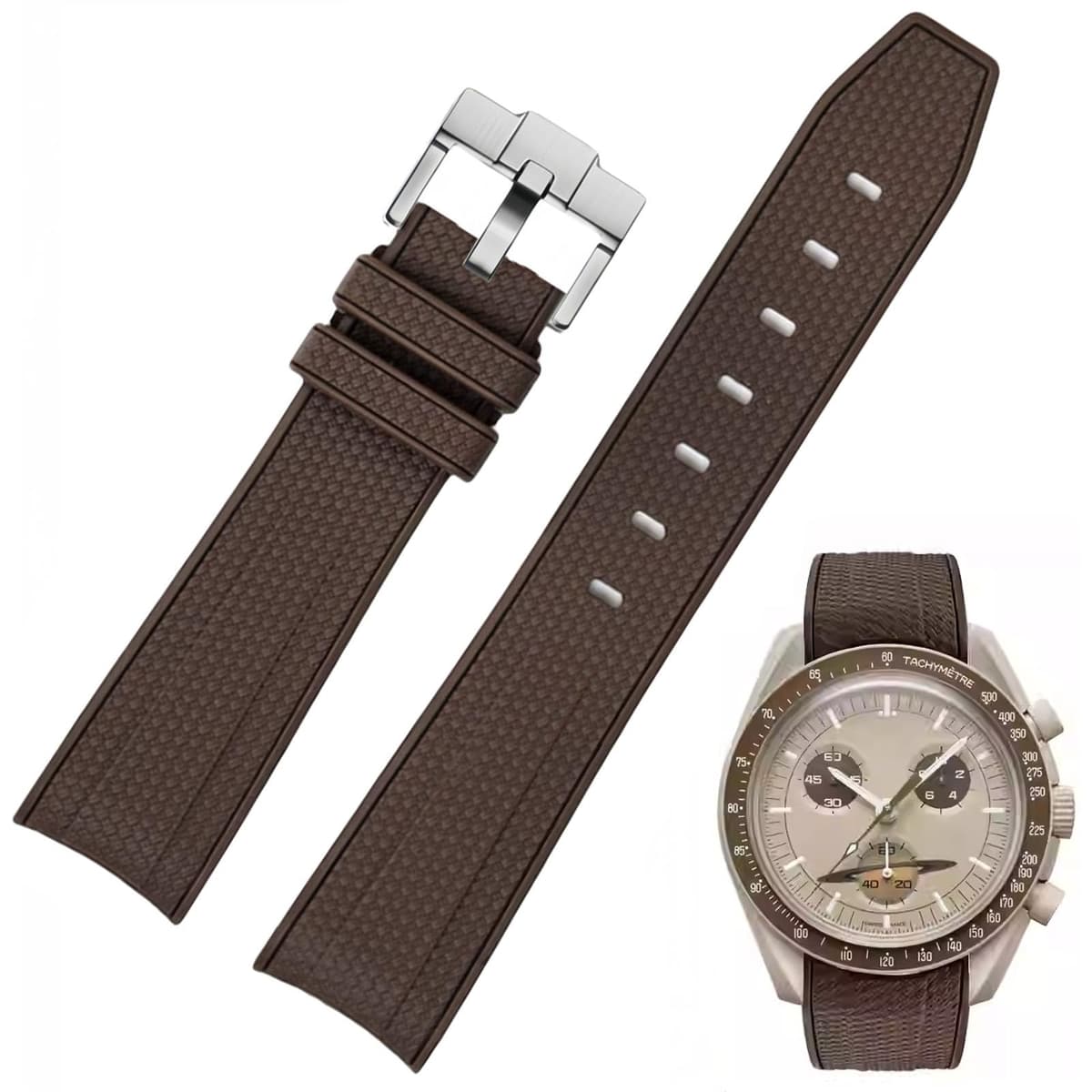 Correa de reloj para reloj Moonswatch, 20 mm, extremo curvado, estilo de tejido, caucho de silicona premium, correa de repuesto de goma de silicona, compatible con Omega XSwatch Moonswatch — view 16