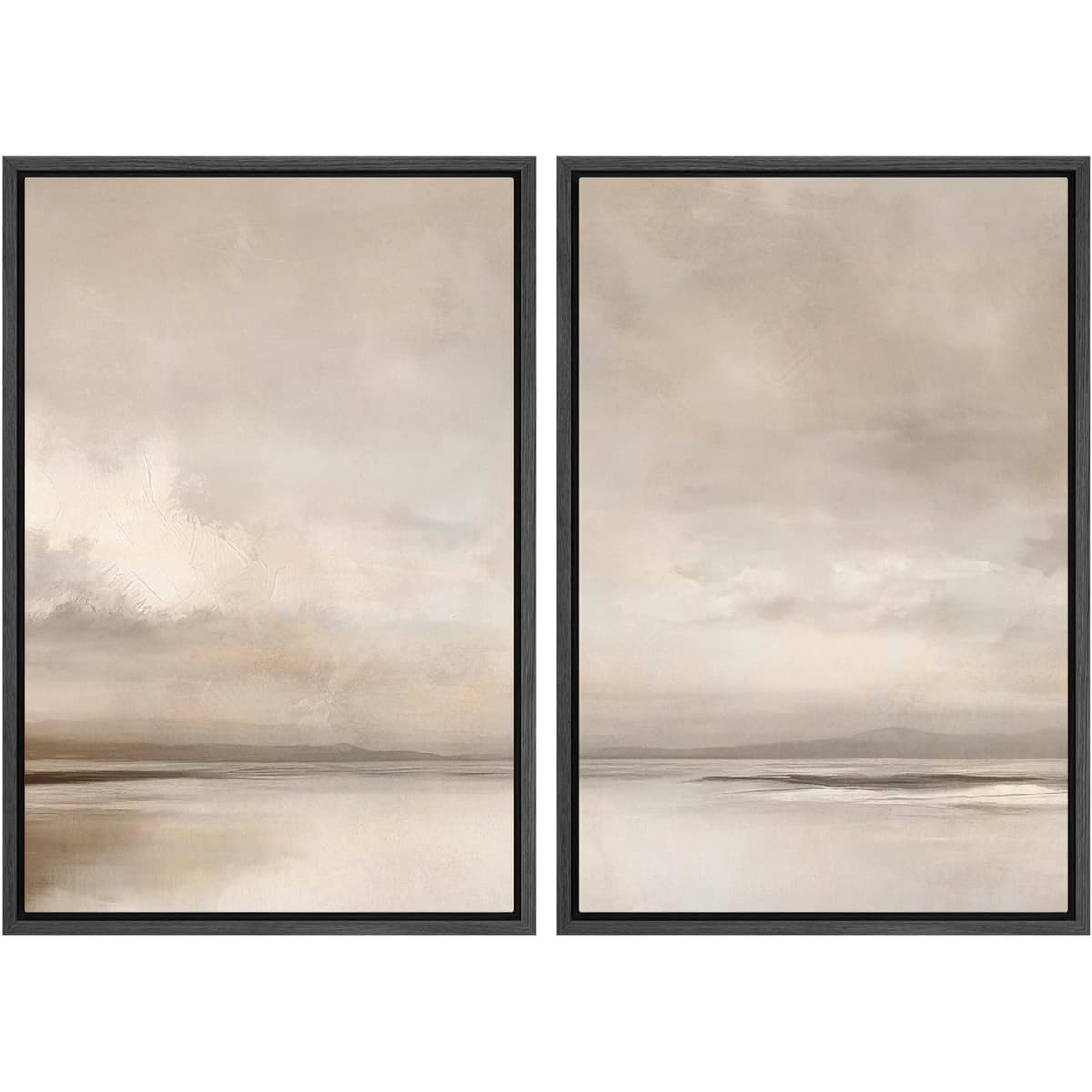 MUDECOR Framed Canvas Print Wall Art Set Watercolor Pastel Duotone Tan Landscape Abstract Shapes Illustrations Modern Art Decorative Contemporary for Living Room, Bedroom, Office - 24"x36"x2 Natural — view 24