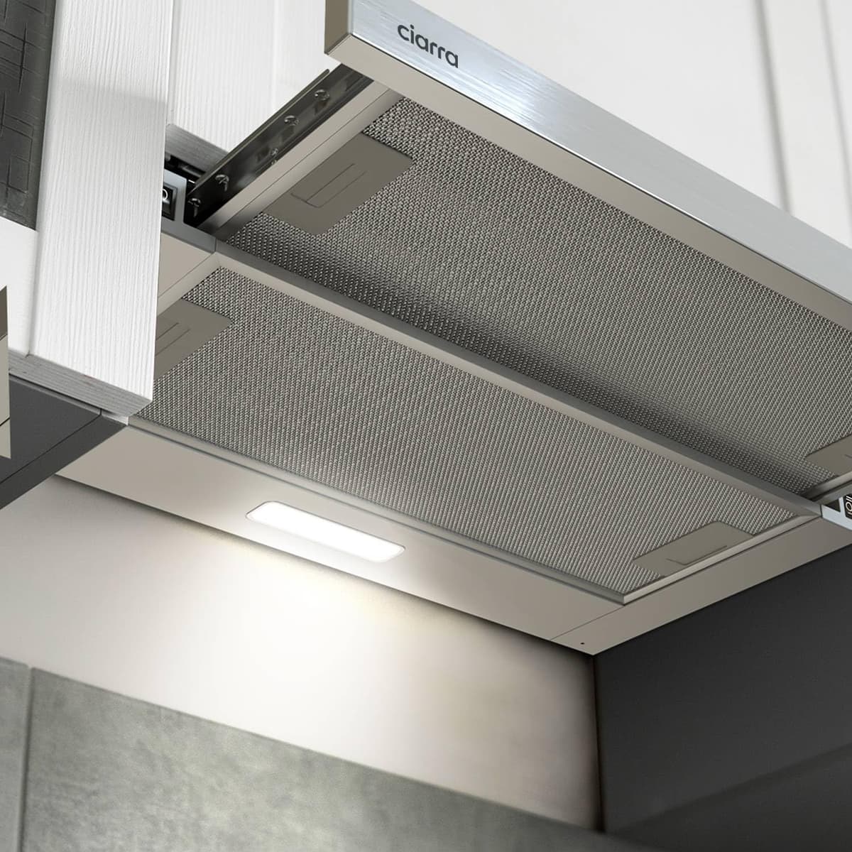 CIARRA Telescopic Cooker Hood 60cm CBCS6906D 370m³/h Built-in Extractor Hood 600mm with LED Light 2 Speeds Integrated Kitchen Extractor Fan — view 4