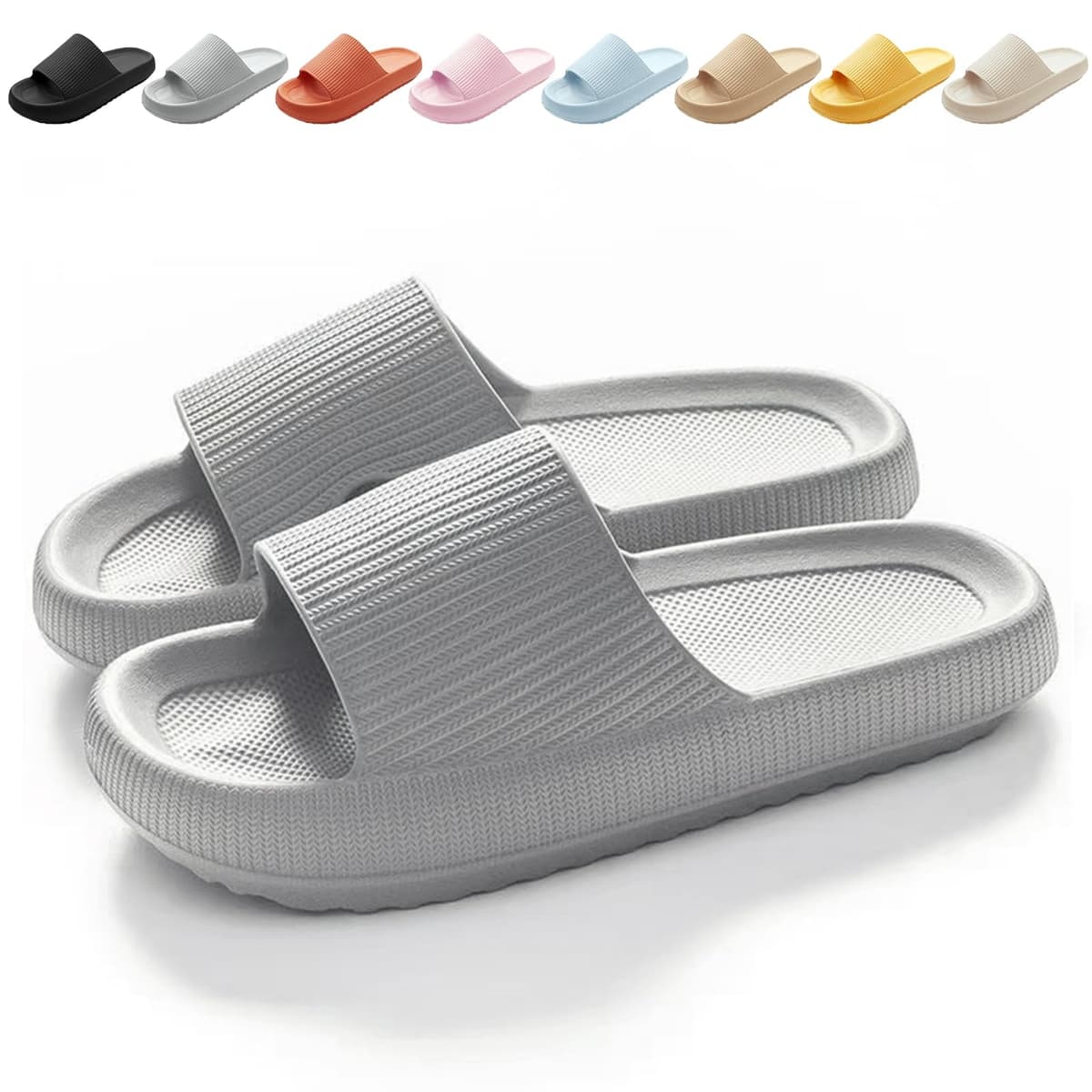 BHFRGAS Sliders Cloud Slippers Women Men，Non-Slip Mens Womens Slippers Cloud Sliders，Soft Flip Flops with Thick Sole for Shower Bathroom Pool Beach — view 14