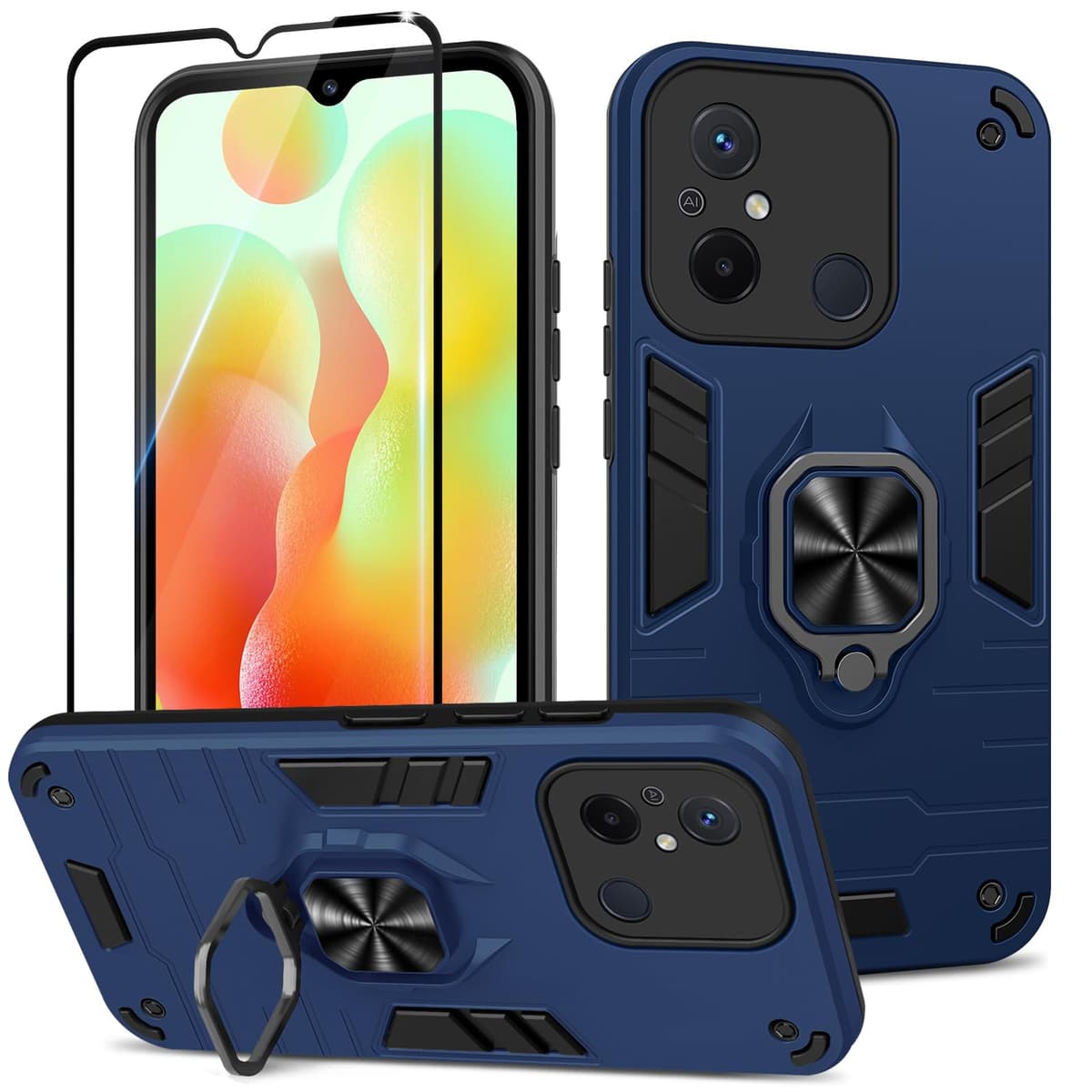 Funda para CMF Phone 2 Pro, Carcasa Antigolpes con Soporte anular metálico, Case Protectora de Grado Militar, Negro — view 886