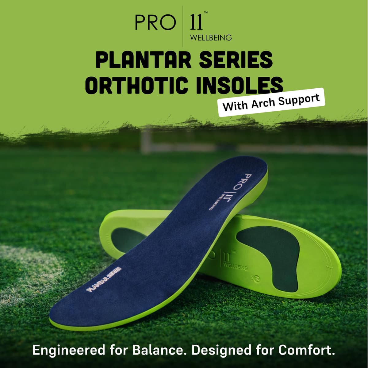 PRO 11 WELLBEING Plantar Series Orthotic Insoles Fallen Arches, Plantar Fasciitis, with Arch Support — view 3