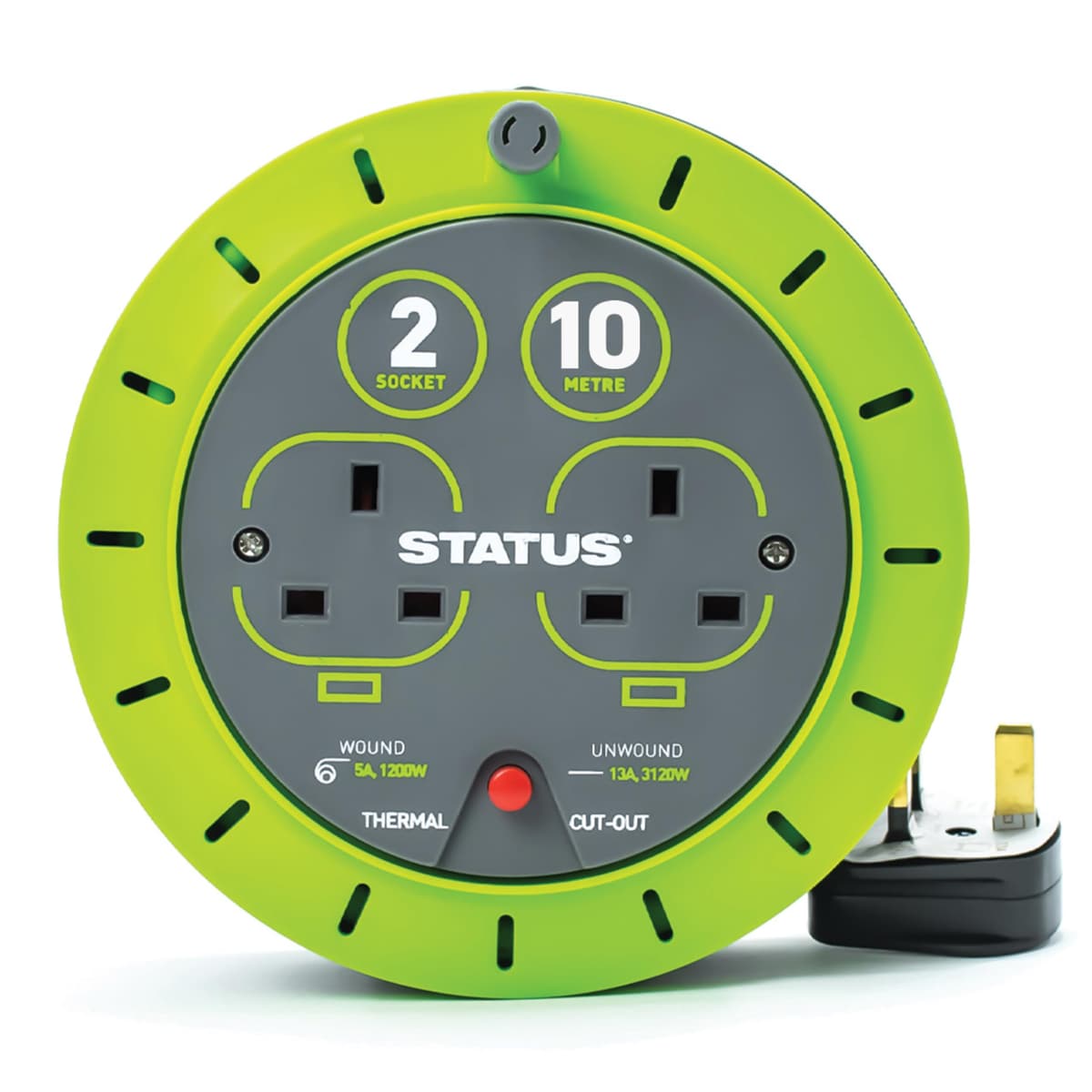STATUS 4 Socket Cable Reel, 25m, Green, 13 Amp, Thermal Cut Out, Heavy Duty, Outdoor Extension Lead, Ideal for Garden, Workshop, DIY, Power Tools (S25M13ACR2) — view 23
