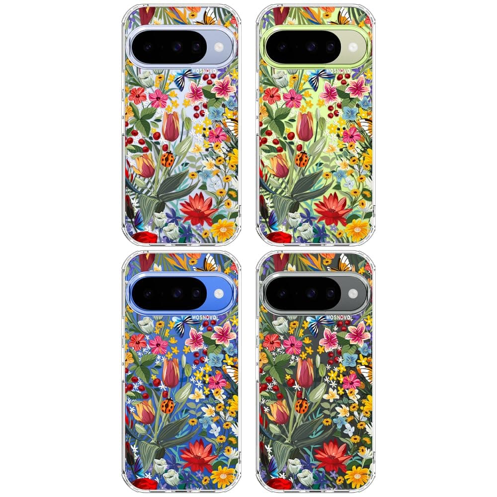 MOSNOVO Case for Google Pixel 10 & Pixel 10 Pro, [Buffertech 6.6ft Military-Grade Drop Protection] [Anti Peel Off Tech] Clear TPU Bumper Phone Case Cover Design - in The Garden — view 3