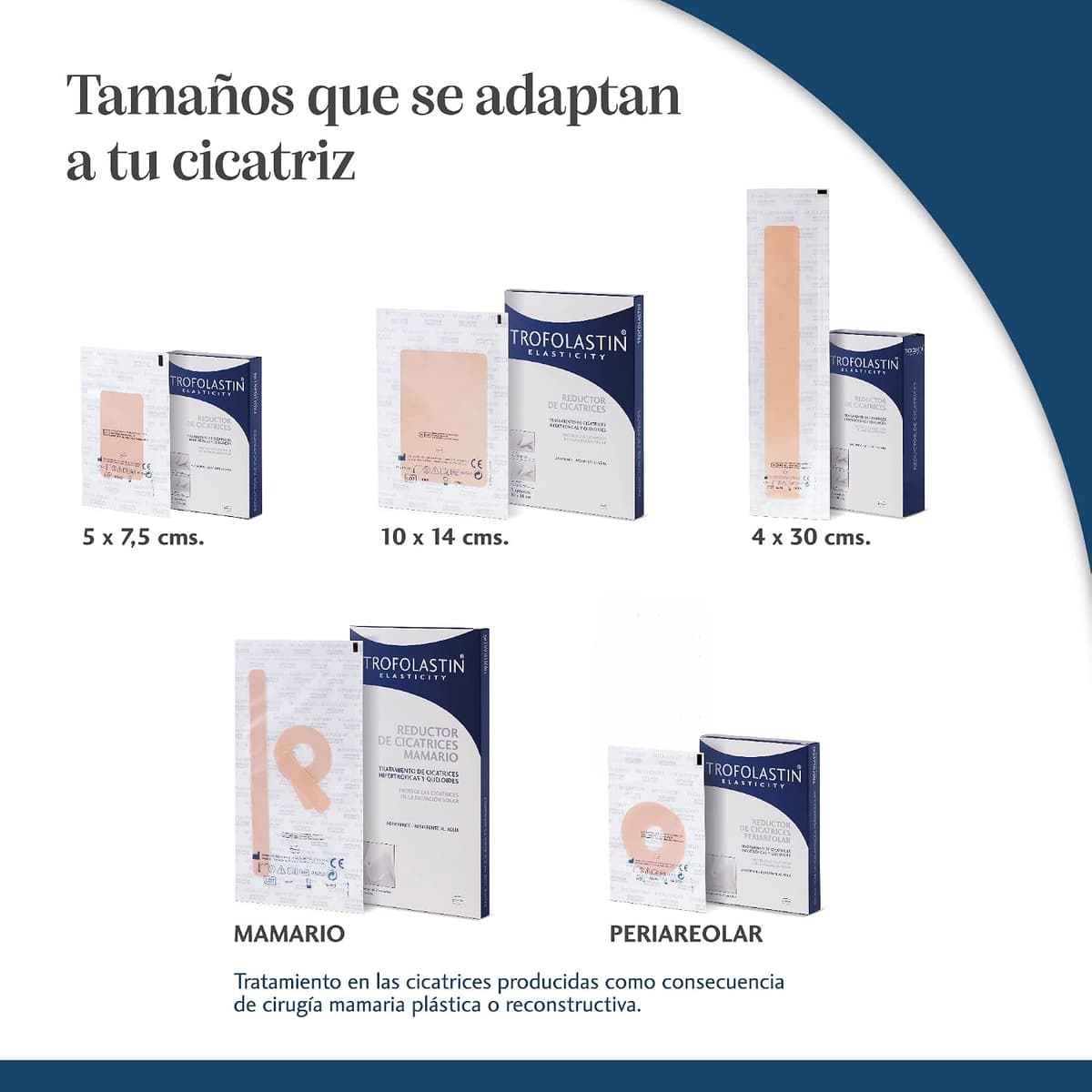 Trofolastin, Reductor de Cicatrices, Apósitos Adhesivos para Cicatrices Hipertróficas y Queloides, Quemaduras y Cortes, Tamaño 5x7,5cm, 5 Unidades — view 2