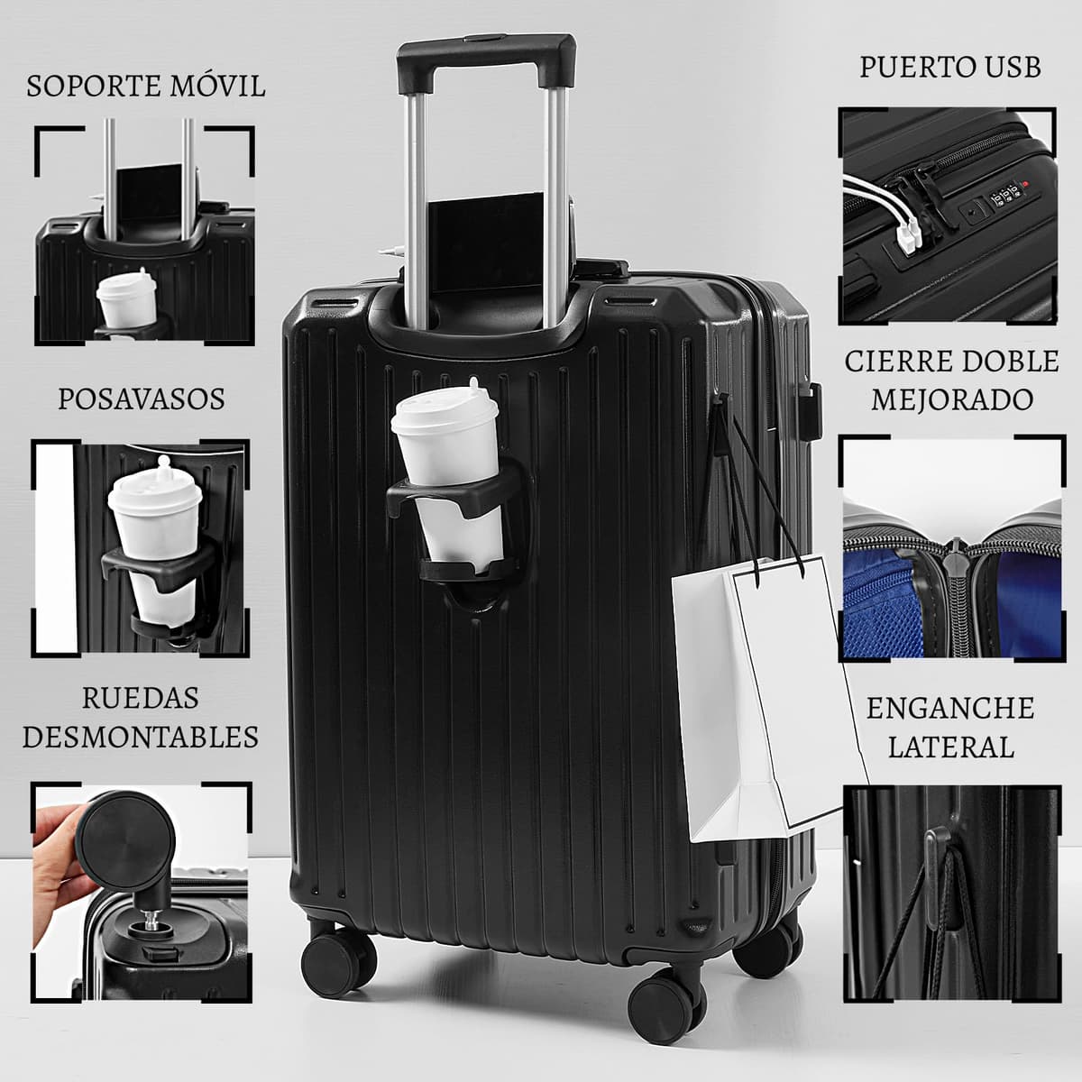 Maleta de Viaje Grande 76x50x32 cm Rígida ABS + PC con Cerradura TSA – Ideal para Facturación 23 kg, Ruedas Giratorias 360º Silenciosas — view 18