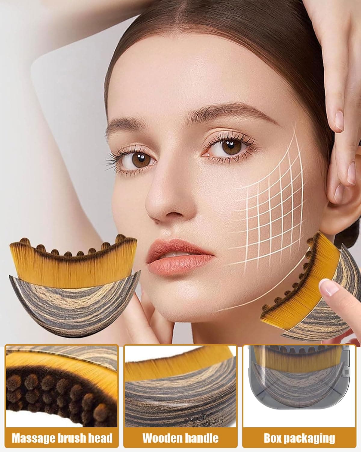 2PCS Cepillo Facial de Contorno Linfático,Masajeador de Drenaje Linfático,Cepillo Facial en Seco,Se Adapta al Contorno de la Piel,Aliviando la Fatiga Facials,para Cara,Barbilla,Mandíbula — view 3
