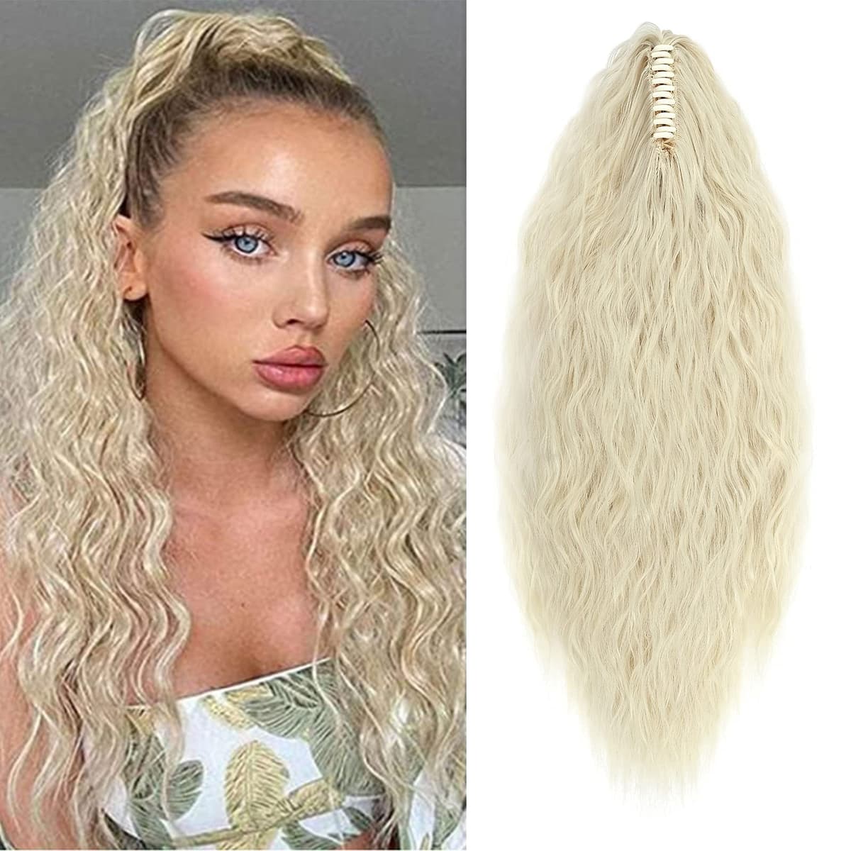 17"(43cm) SEGO Ponytail Long Synthetic Hair Looks Natural [Red Brown/Orange] Clip in Hair Extensions Curly Tail Ponytail Extension (90g) — view 24