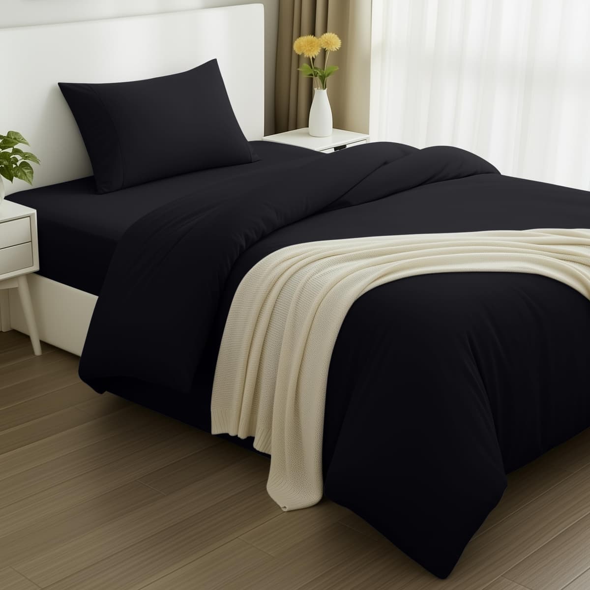 Utopia Bedding 3 Piece Single Bedding Set - Duvet Cover, Fitted Sheet with Pillow case - Soft Brushed Microfiber (Grey) — view 56