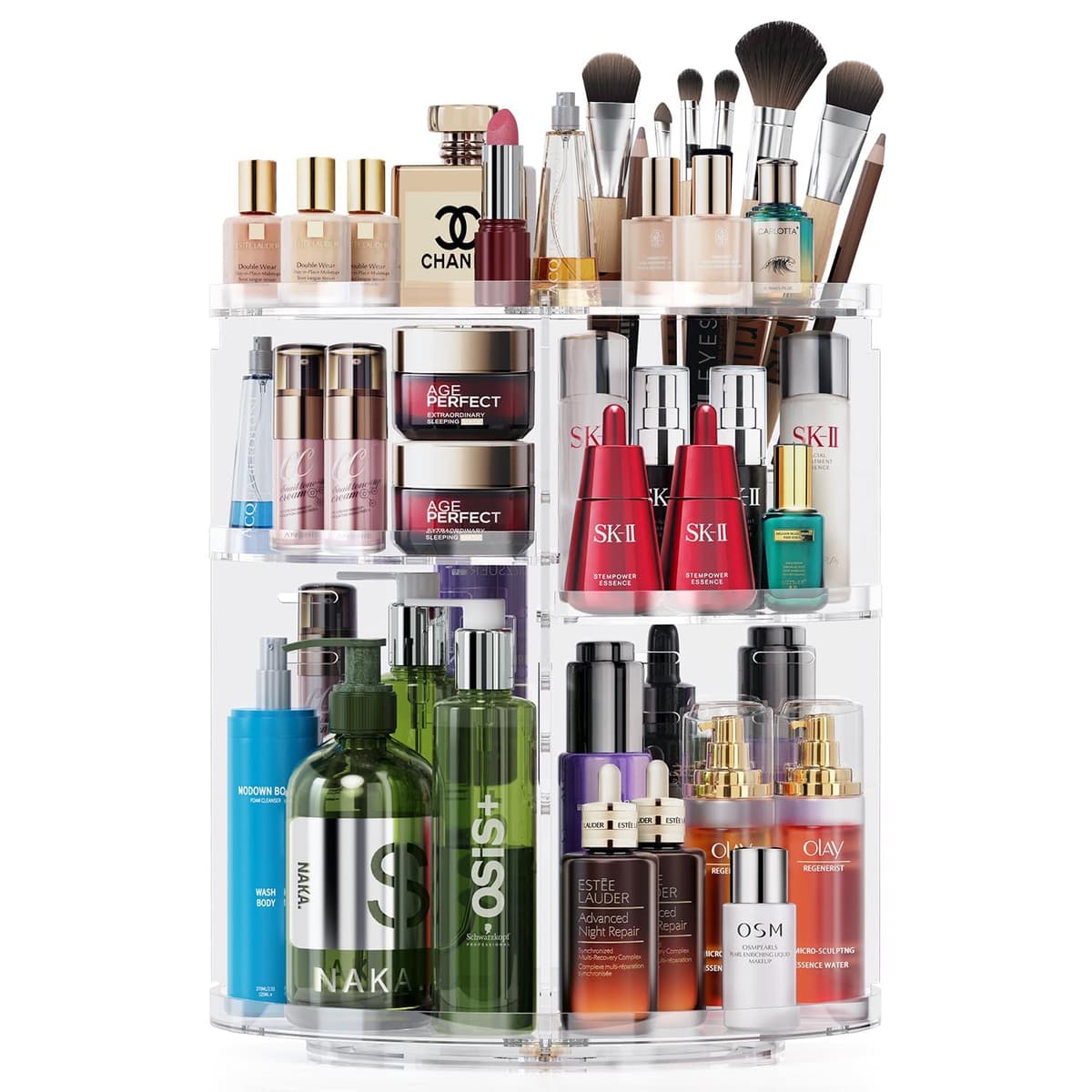 Auxmir Rotating Makeup Organiser, 9-Tier Adjustable Makeup Organiser with 360 Degree Rotation, Large Capacity Spinning Makeup Storage on Stand Revolving for Vanity Table, Bedroom, Bathroom — view 12