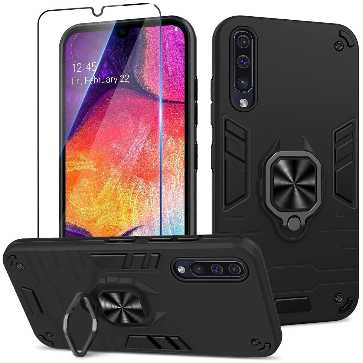 Funda para CMF Phone 2 Pro, Carcasa Antigolpes con Soporte anular metálico, Case Protectora de Grado Militar, Negro — view 1003