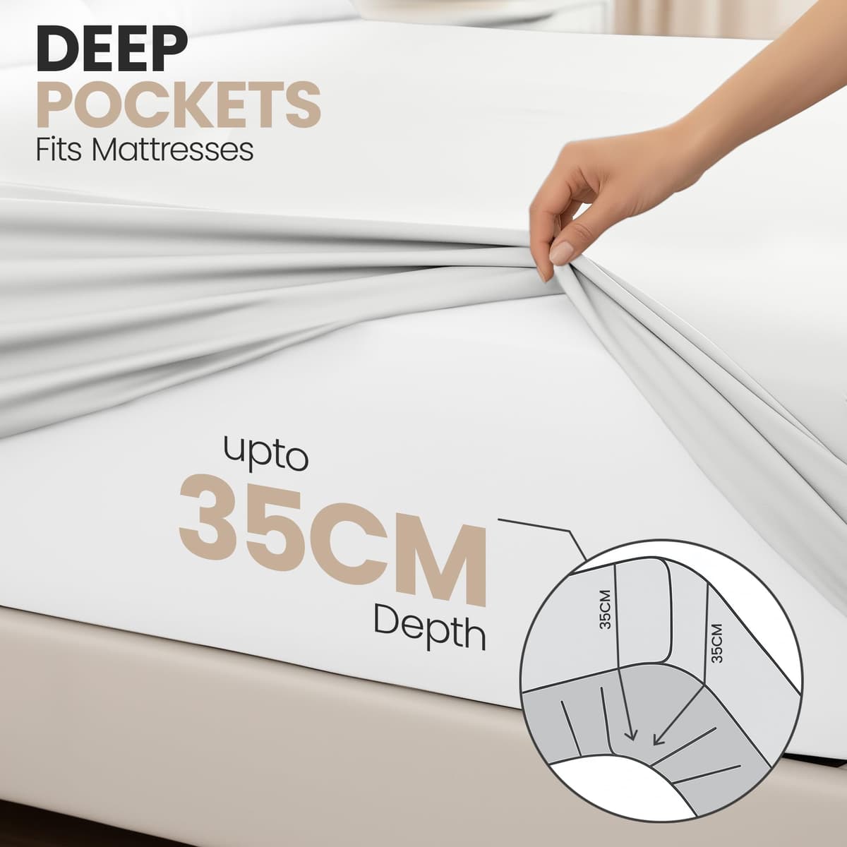 Utopia Bedding Fitted Sheet Single (2 Pack), White - Deep Pocket 14 inch (35 cm) - Oeko Tex Certified - Easy Care - Soft Brushed Microfibre Fabric - Shrinkage and Fade Resistant - Bottom Sheet — view 4