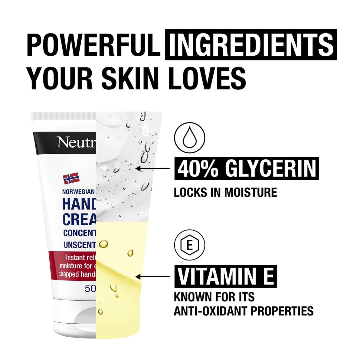 Neutrogena Norwegian Formula Concentrated Unscented Hand Cream (1x 50ml) with Glycerin, Vitamin E for Immediate and Lasting Relief from Dry Skin and Chapped Hands — view 4