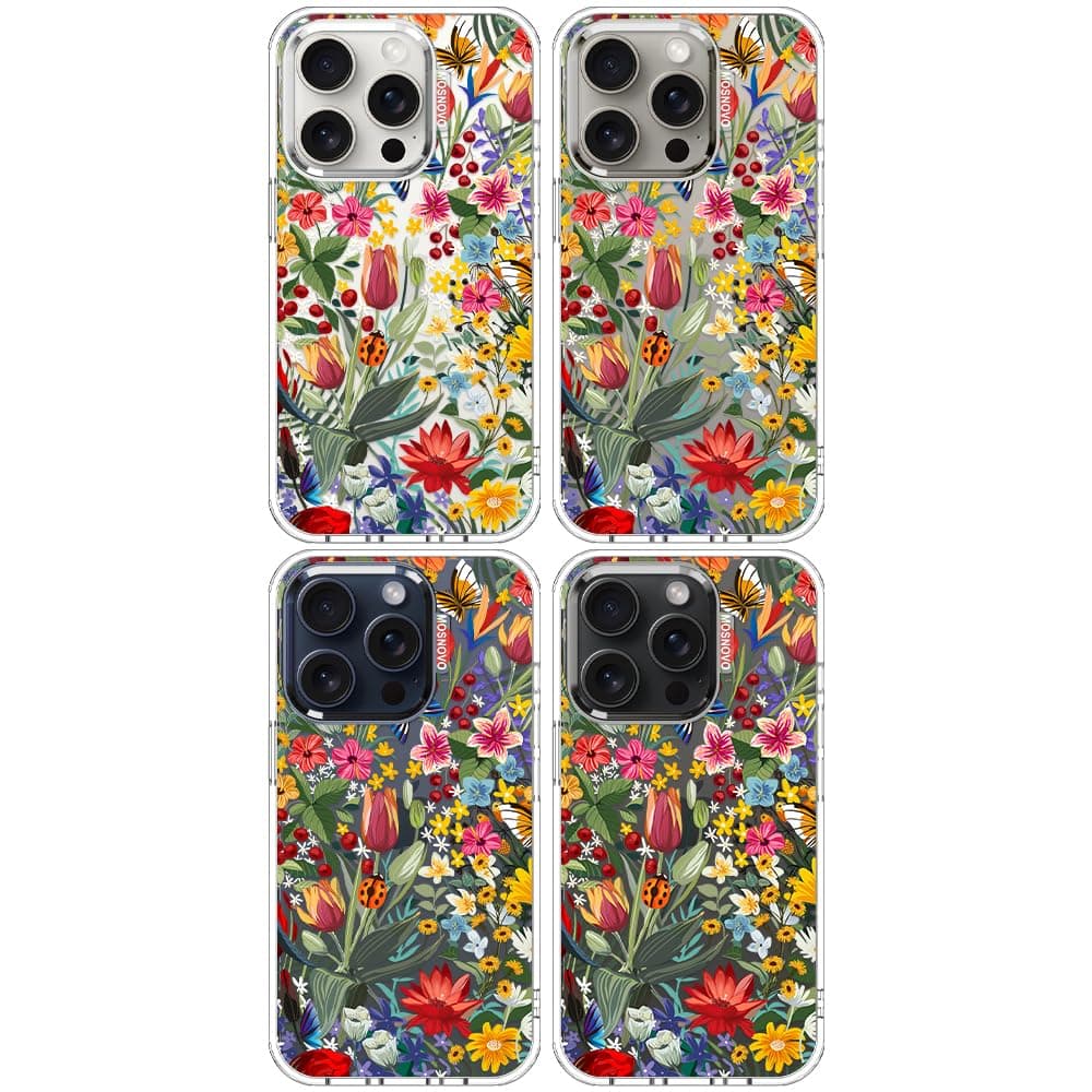MOSNOVO Case for iPhone 15 Pro, [Buffertech 6.6ft Military-Grade Drop Protection] [Anti Peel Off Tech] Clear TPU Bumper Phone Case Cover Design - In The Garden — view 3