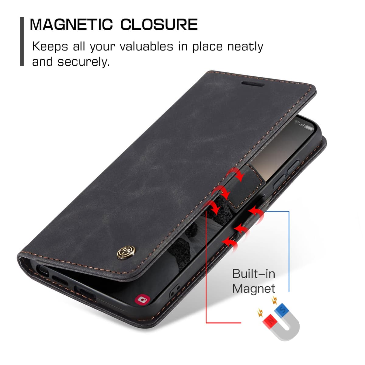 for Samsung Galaxy S26 Ultra Case, Wallet Case Flip Leather with Card Holder Magnetic Closure Shockproof Kickstand Protective Phone Cases Cover for Galaxy S26 Ultra, Black — view 3