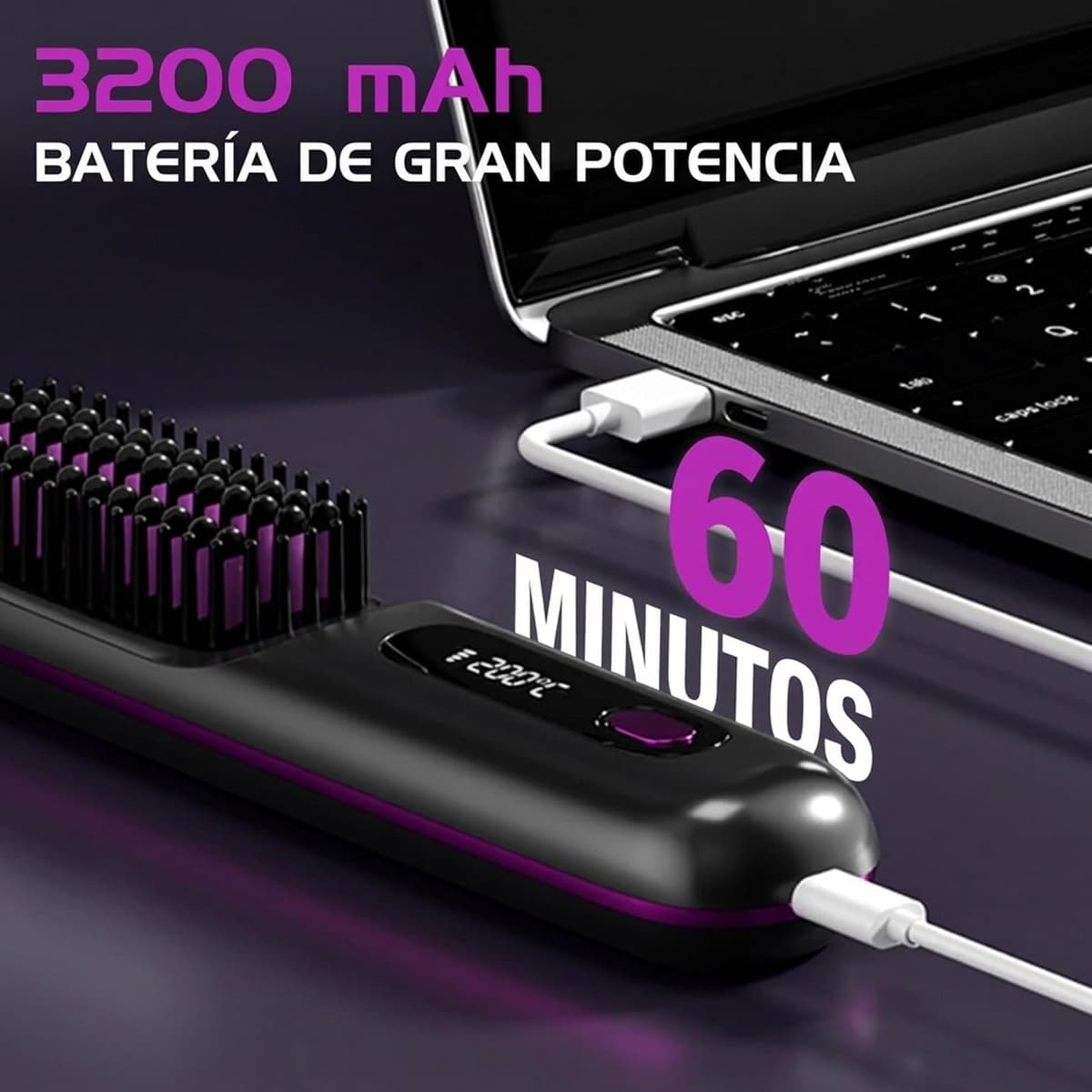 Cepillo Inalámbrico Pelo Suavelia para Cabello Corto, Cepillo Alisador con Calor Cerámico 3PX, Volumen Duradero, Sin Tirones ni Quemaduras, Recargable, Ideal para Pixie, Bob y Flequillo (Negro) — view 9
