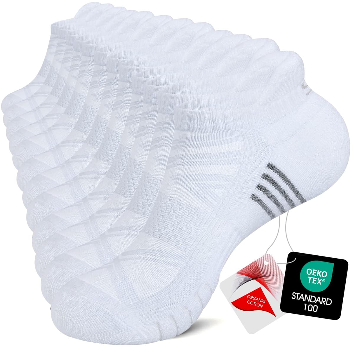 TANSTC Mens Running Socks Anti-Blister Cushioned Sports Socks Trainer Socks for Men Women Cotton Ankle Socks Low Cut Breathable Athletic Sock(6 Pairs) — view 10