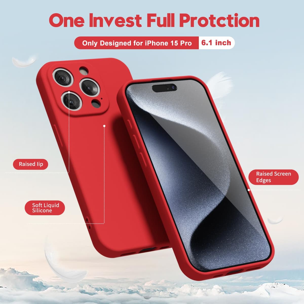 oakxco for iPhone 17 Pro Max Phone Case Liquid Silicone, Cute Thin Slim Grip Soft Rubber Gel for Women Men, Smooth Matte TPU Plain Solid Color Girly Simple Case with Camera Cover, Light Pink — view 550