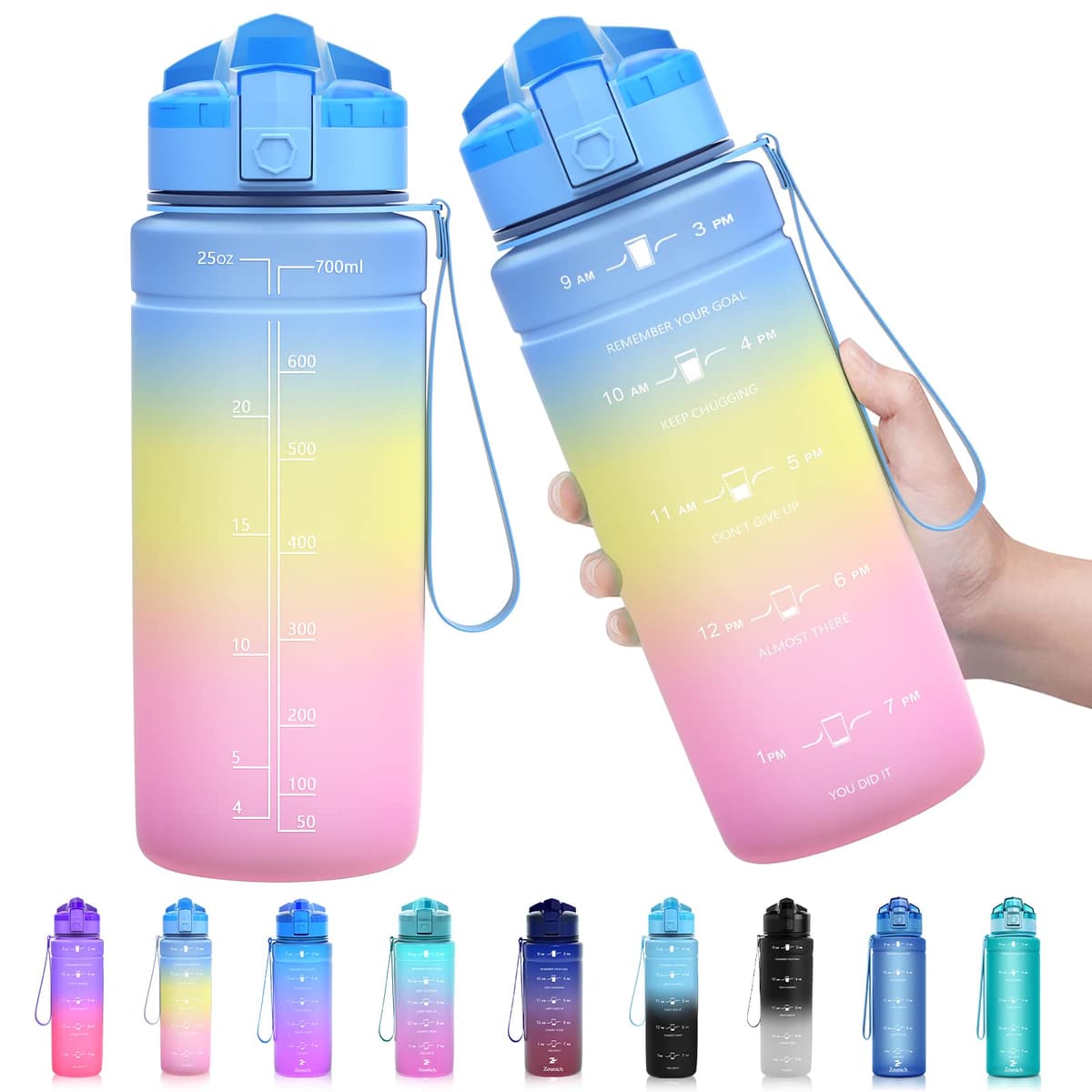 ZOUNICH Botella Agua Deporte, Botella Agua Niños sin BPA Reutilizable Plástico Tritan - 500 ml / 700 ml / 1 l, Cantimploras para Te con Filtro, para Infantil, Gimnasio, Bicicleta — view 43