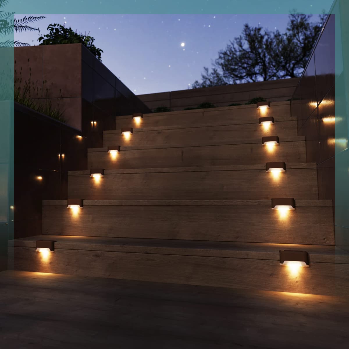 GIGALUMI Solar Deck Lights 16 Pcs Step Lights Bronze Solar Fence Lights Waterproof for Outdoor Pathway, Yard, Patio, Stairs, Step and Fences. (Warm White) — view 5