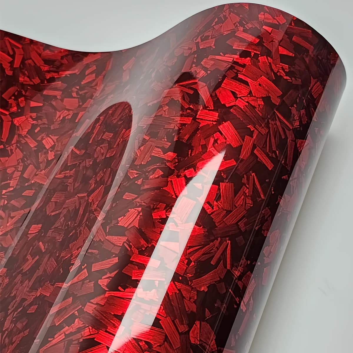 Forged Carbon Fiber Red-silver Vinyl Wrap Sticker Free Bubble Air Release DIY Decal Car Auto Vehicle Morotcycle Self Adhesive (Red-silver, 30cm x 150cm) — view 2