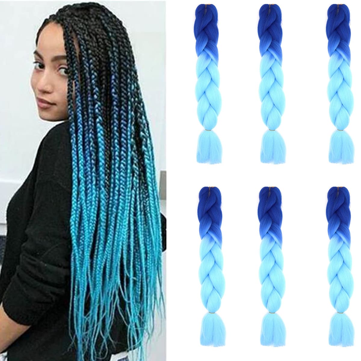 24" Braiding Hair Extension Jumbo Braids Synthetic 3bundles/pack Crochet Hair Afro Box Braid Heat Resistent (Dark Purple) — view 98