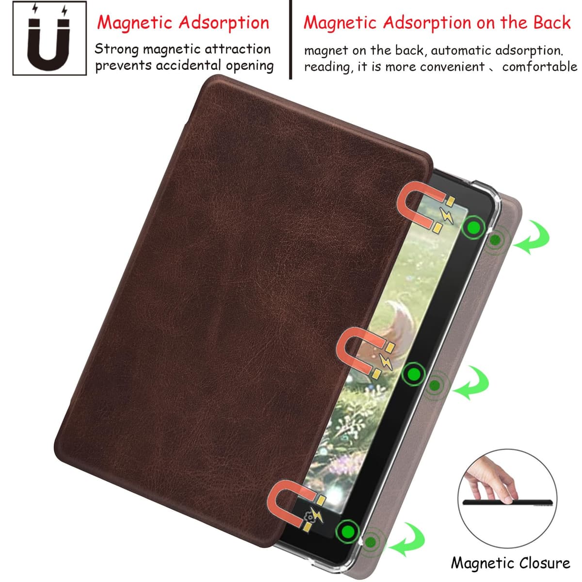 Transparent TPU Back Case for 6'' Bigme B6 Color/Bigme B6 Ultra-Thin Lightweight Enhanced Auto Sleep/Wake Cover with Thickened Corners, Magnetic Closure (Cowhide Brown) — view 5